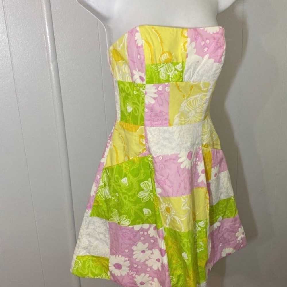 Lilly Pulitzer Floral Patchwork Strapless Mini Dr… - image 2