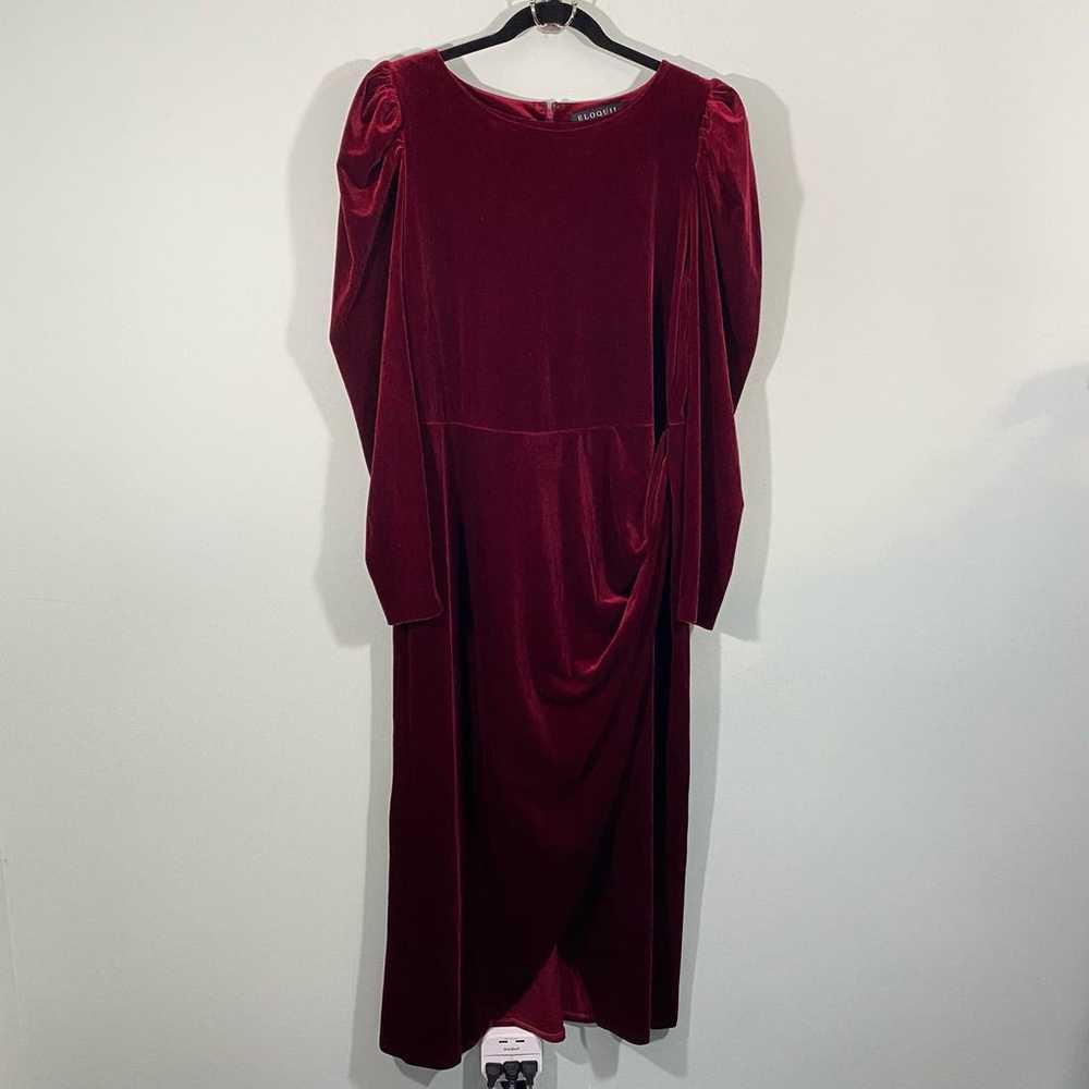 Eloquii Women's Red Velvet Faux Wrap Skirt Long P… - image 2