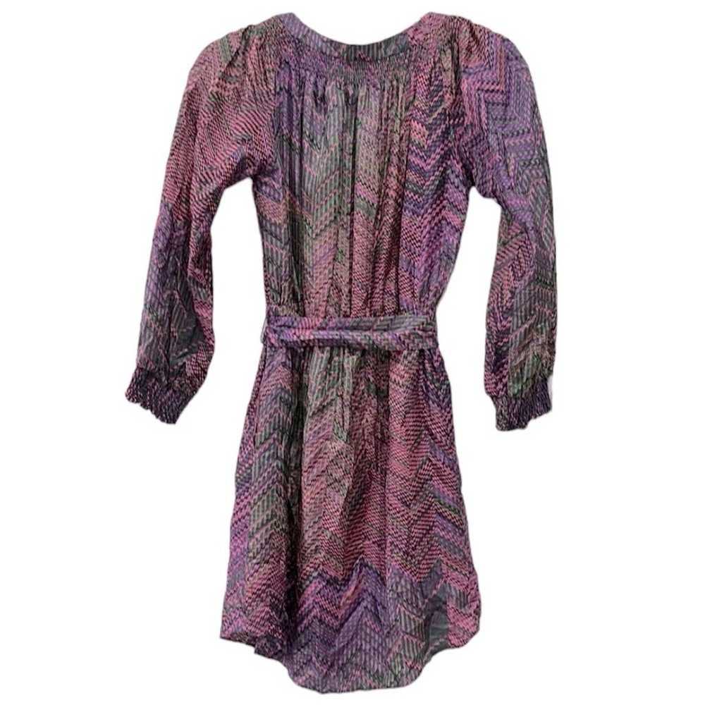 SHOSHANNA Silk Purple & Green Tie Waist Dress Siz… - image 7