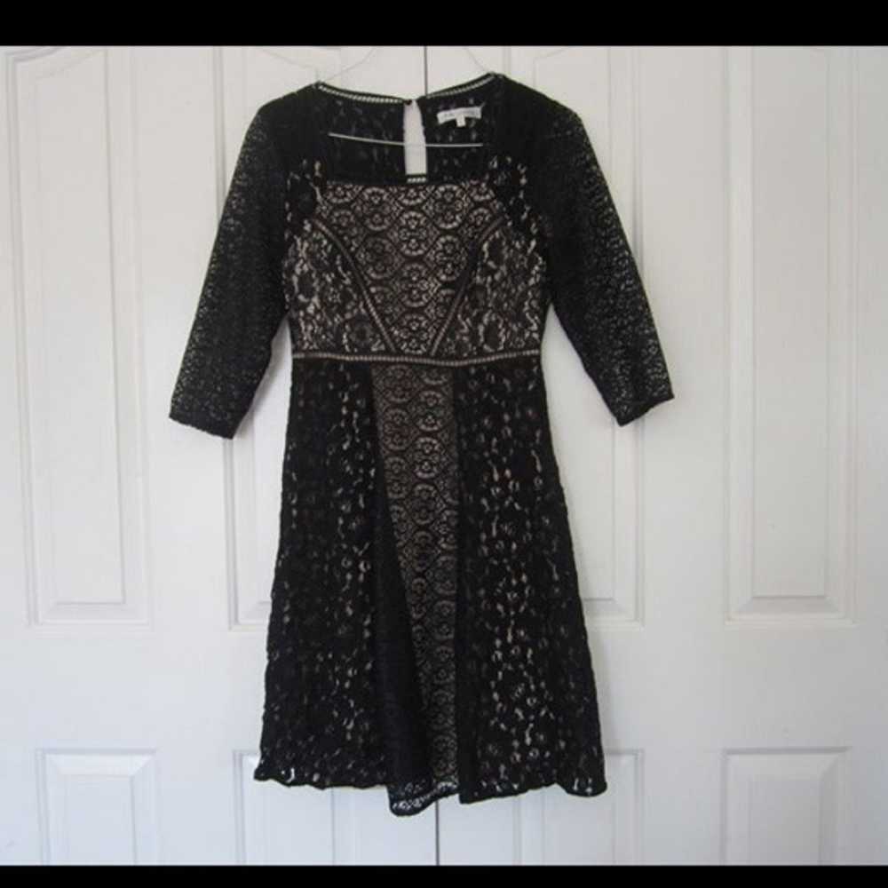 • Kay Unger • Black Dress with Beige Lace Underla… - image 2
