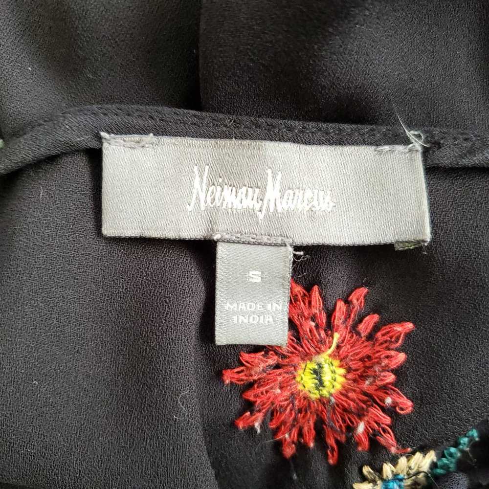 Neiman Marcus Embroidered Peasant Dress Midi Blac… - image 12