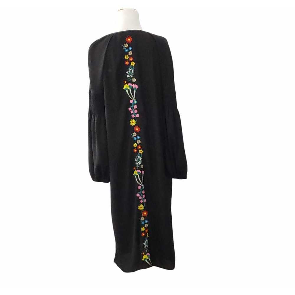 Neiman Marcus Embroidered Peasant Dress Midi Blac… - image 4