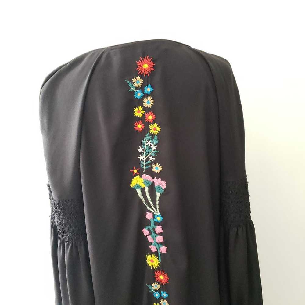 Neiman Marcus Embroidered Peasant Dress Midi Blac… - image 6