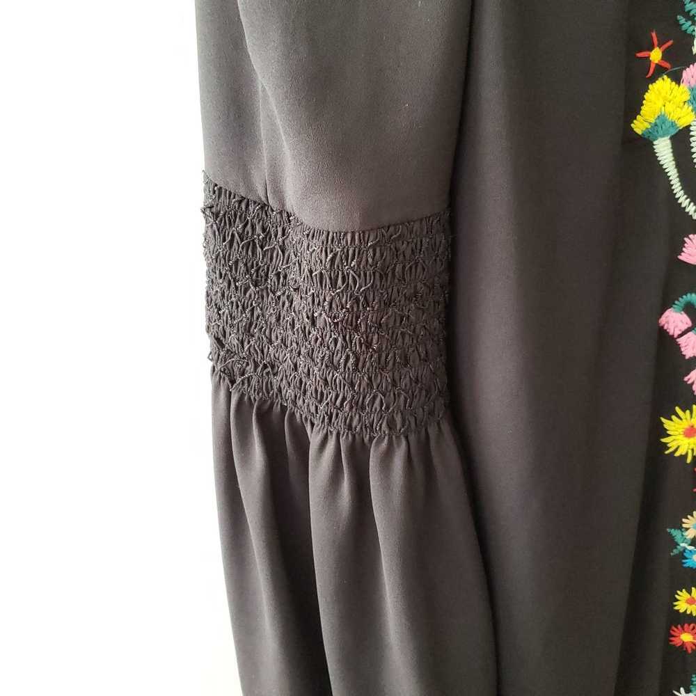 Neiman Marcus Embroidered Peasant Dress Midi Blac… - image 7