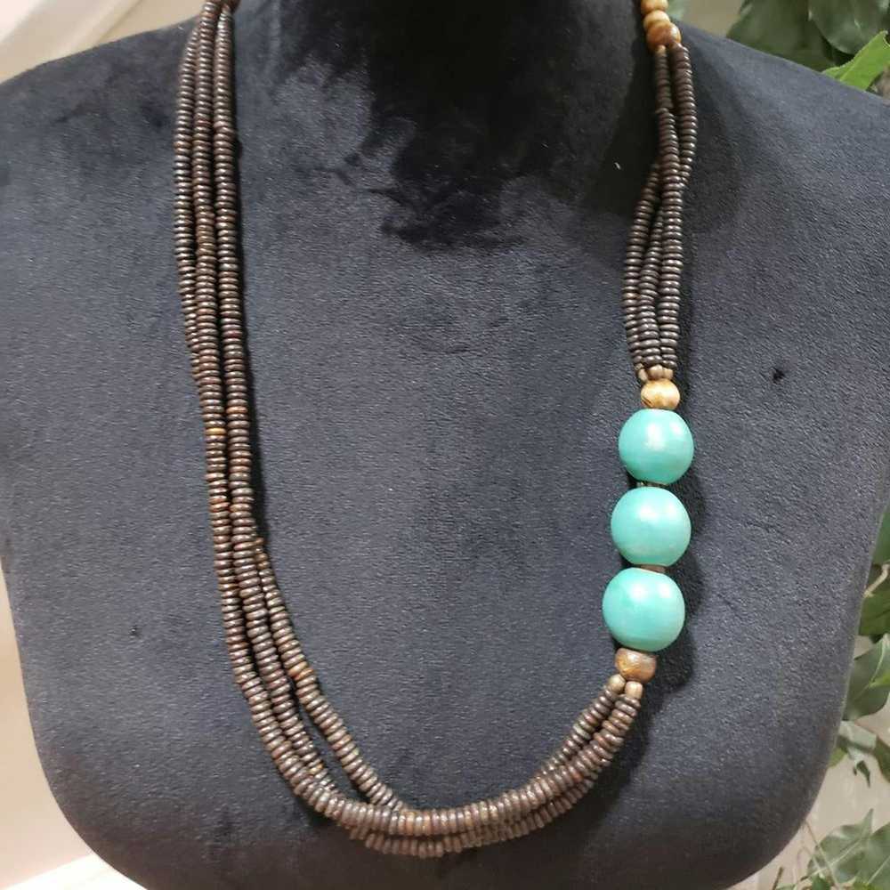 Other Women’s Beaded Strand Necklace Large Wood B… - image 1