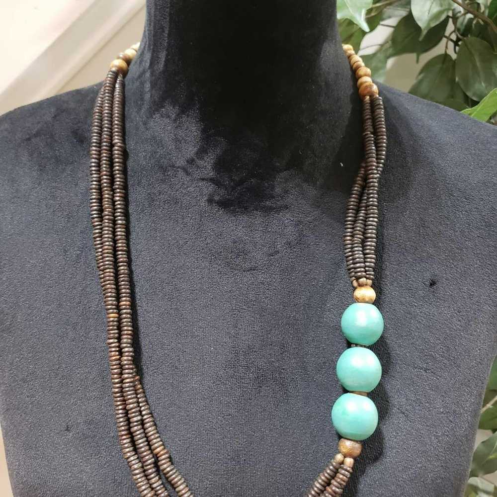 Other Women’s Beaded Strand Necklace Large Wood B… - image 2