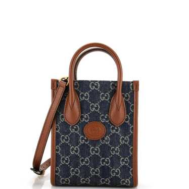 Gucci Interlocking G Patch Tote GG Denim Mini - image 1