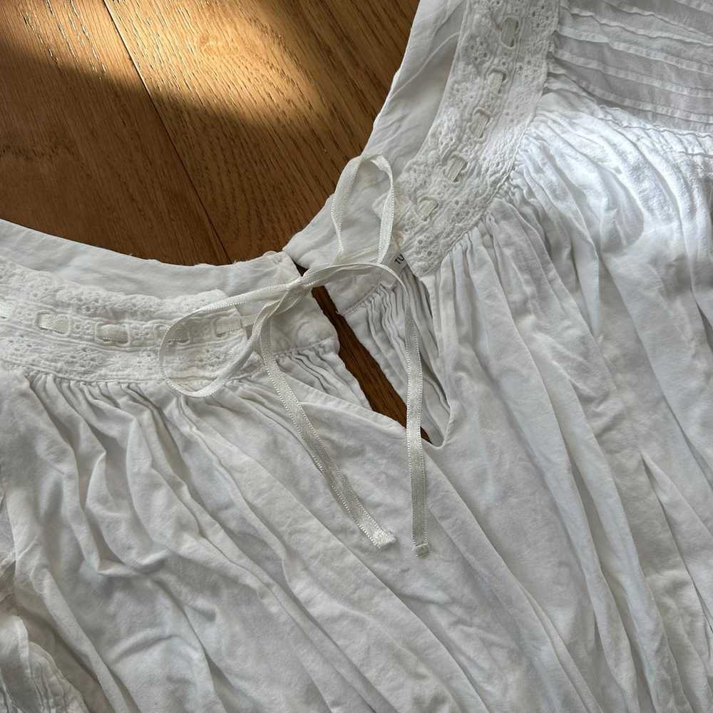 Tularosa White Long Sleeve Puff Sleeve Ruffle Tie… - image 8