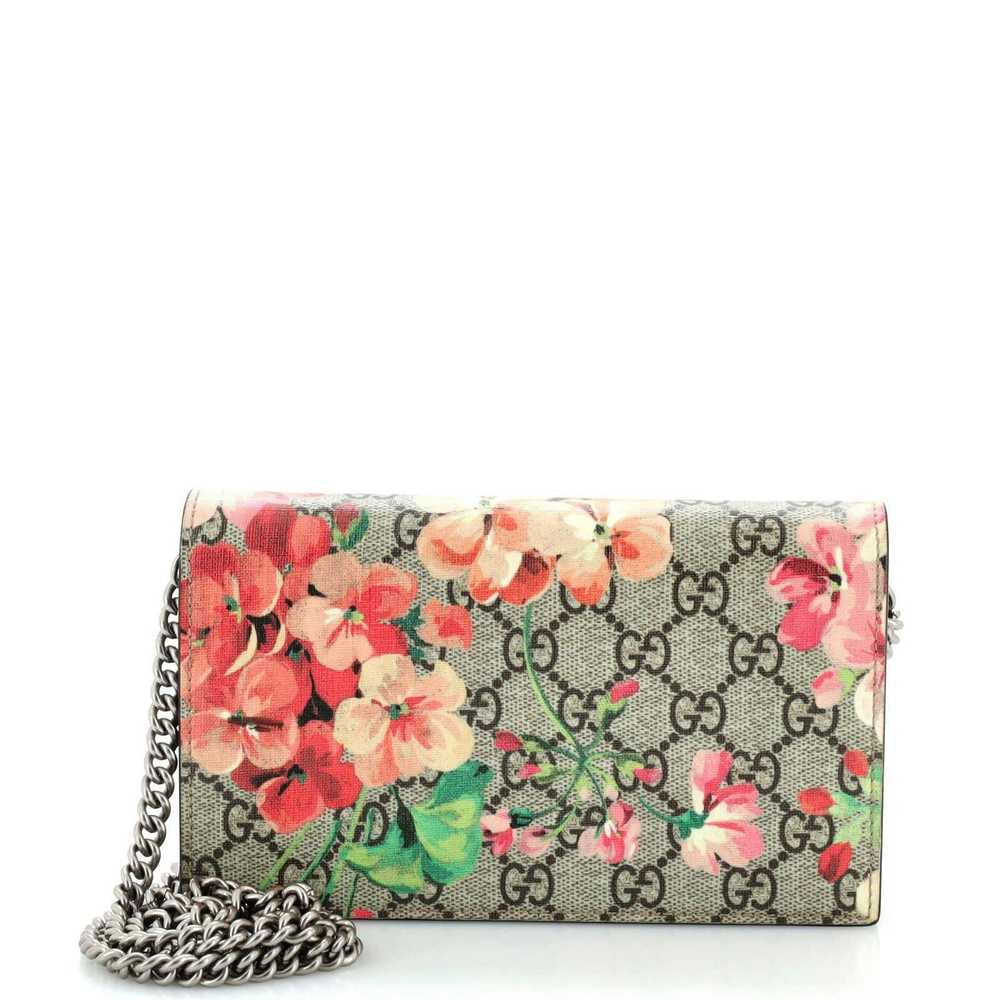 Gucci Chain Wallet Blooms Print GG Coated Canvas … - image 1