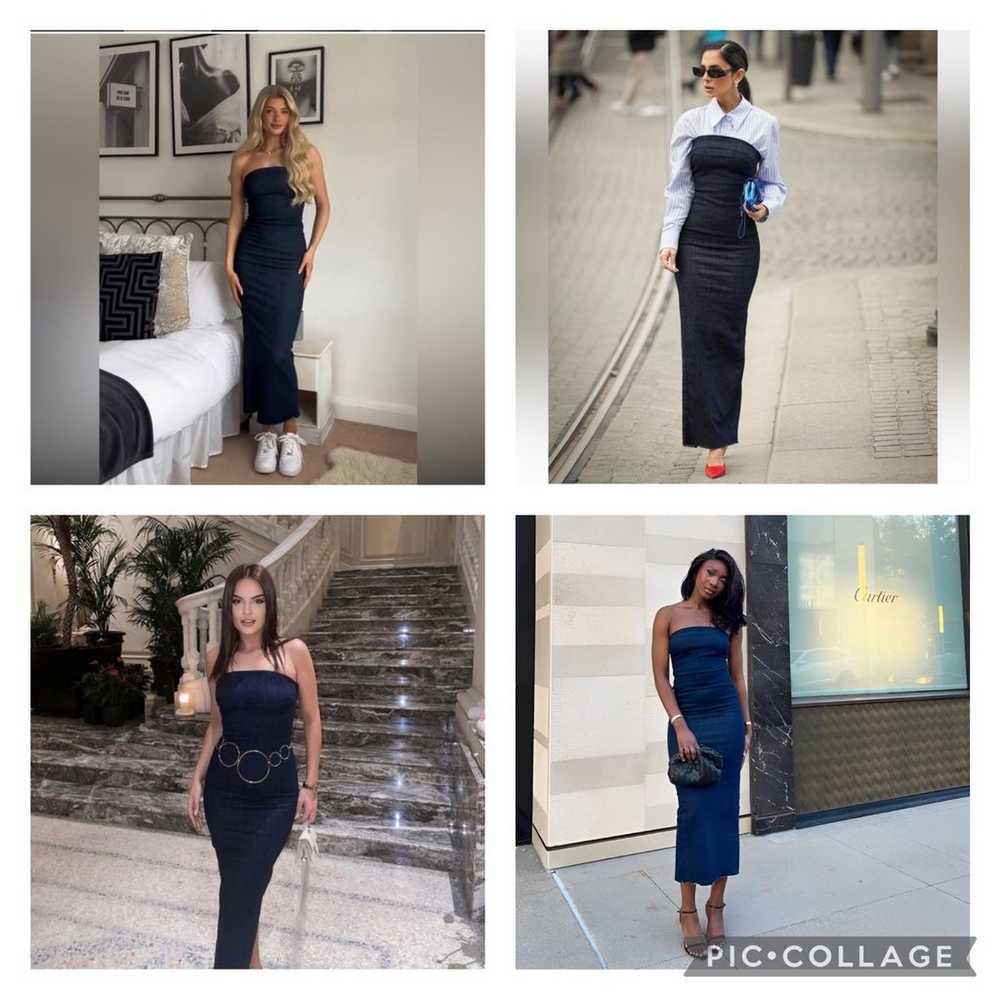 NWOT Zara Blue Denim Tailored Strapless Maxi Dress - image 12