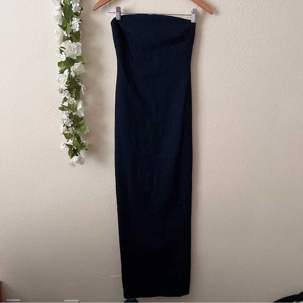 NWOT Zara Blue Denim Tailored Strapless Maxi Dress - image 2