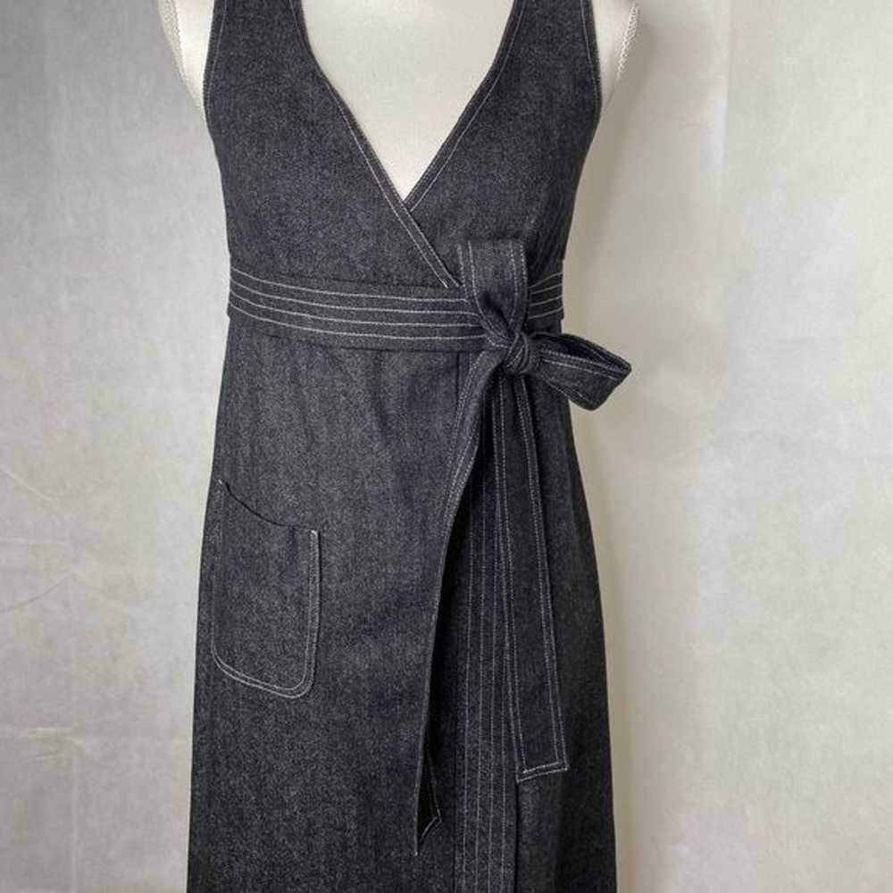 Anna Sui ladies wrap dress sleeveless gray wool c… - image 8