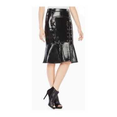 BCBG Maxazria Faux Patent Black Leather Skirt XS