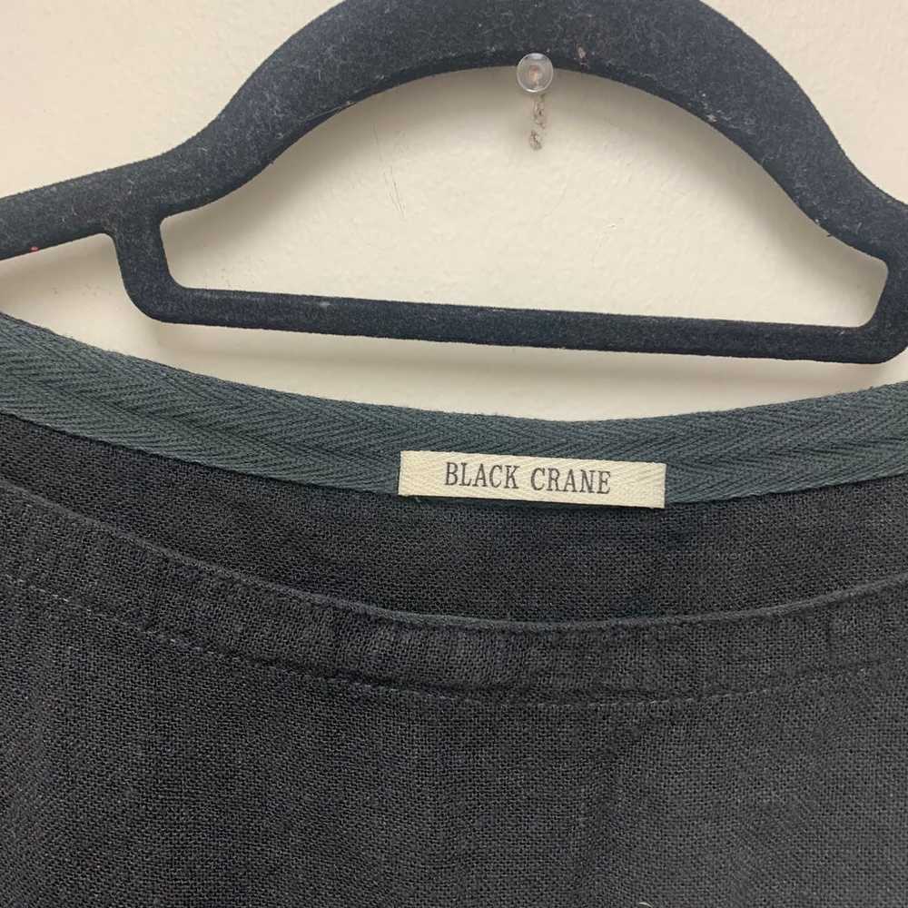 Black Crane Cacoon Midi Dress Linen - image 5