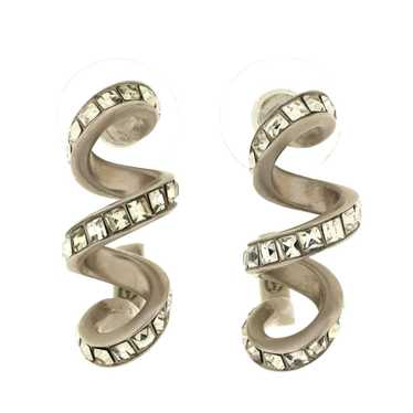 Chanel Spiral Twist Earrings Metal with Crystals … - image 1