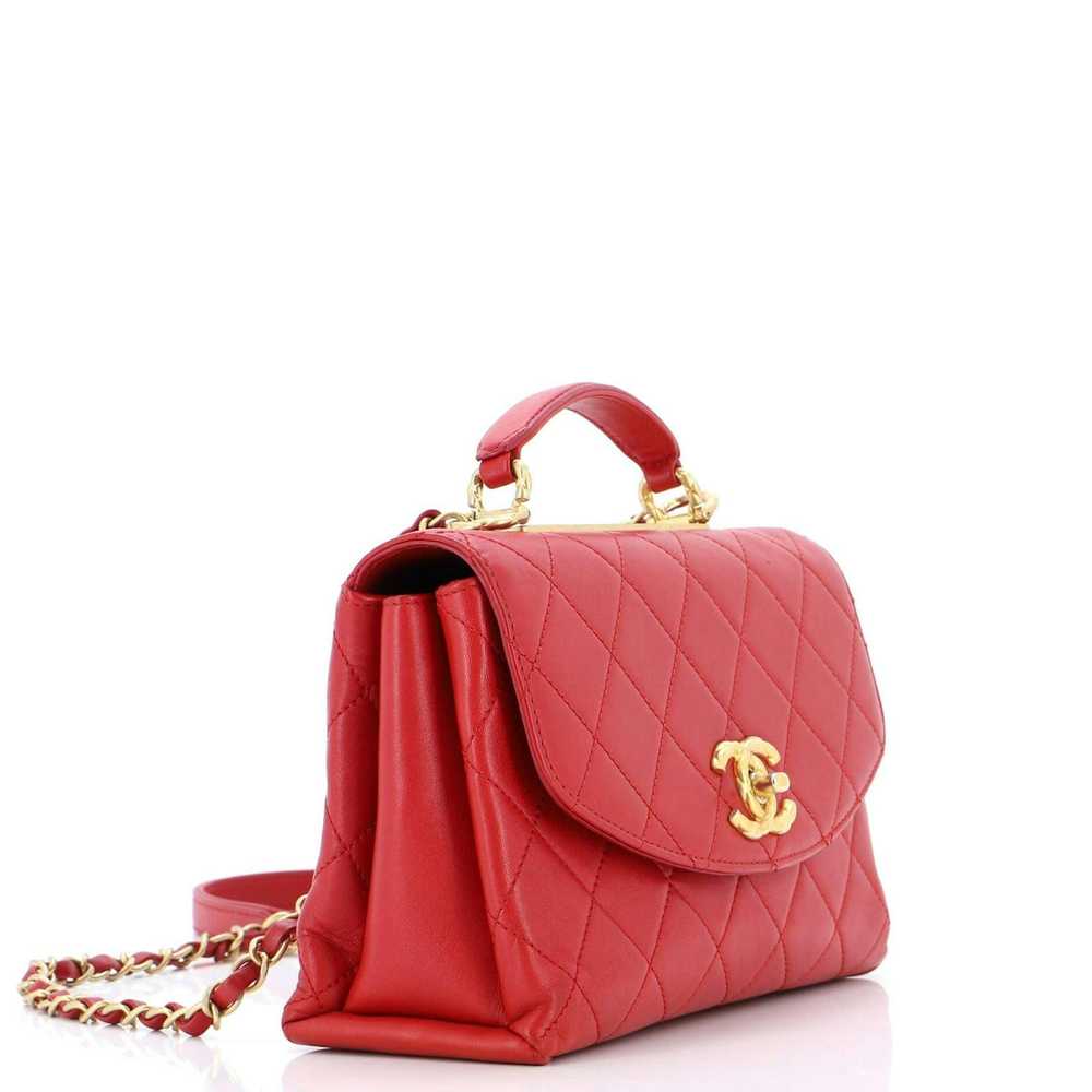 Chanel Trendy Spirit Top Handle Bag Quilted Lambs… - image 3