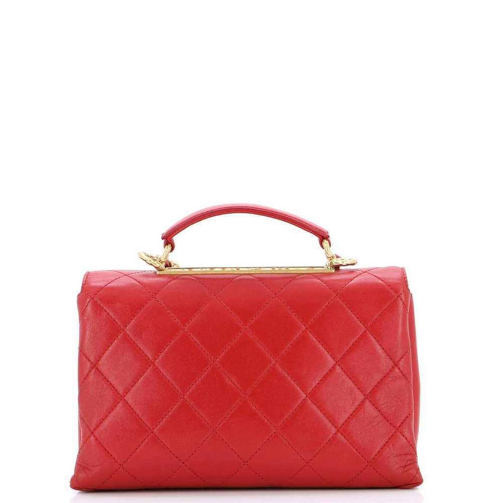 Chanel Trendy Spirit Top Handle Bag Quilted Lambs… - image 4
