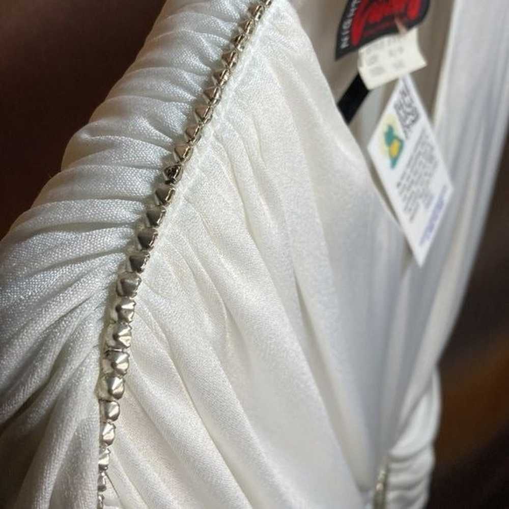 Vintage 80’s party dress. white size 6. Big shoul… - image 7