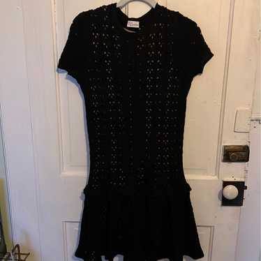 Red Valentino Black Crochet Ruffle Dress