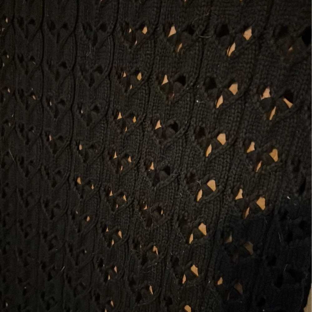 Red Valentino Black Crochet Ruffle Dress - image 3