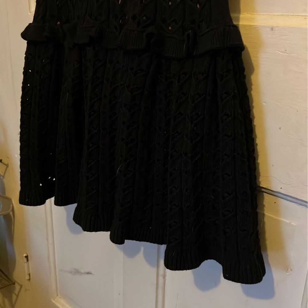 Red Valentino Black Crochet Ruffle Dress - image 4