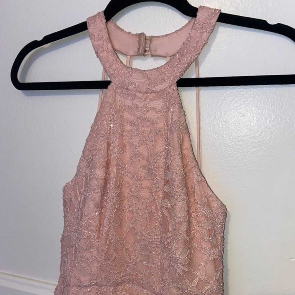 Pink sparkly high neck mini dress - image 3