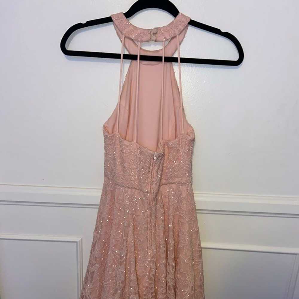 Pink sparkly high neck mini dress - image 4