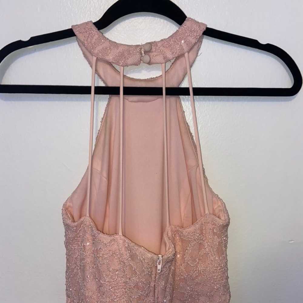 Pink sparkly high neck mini dress - image 5