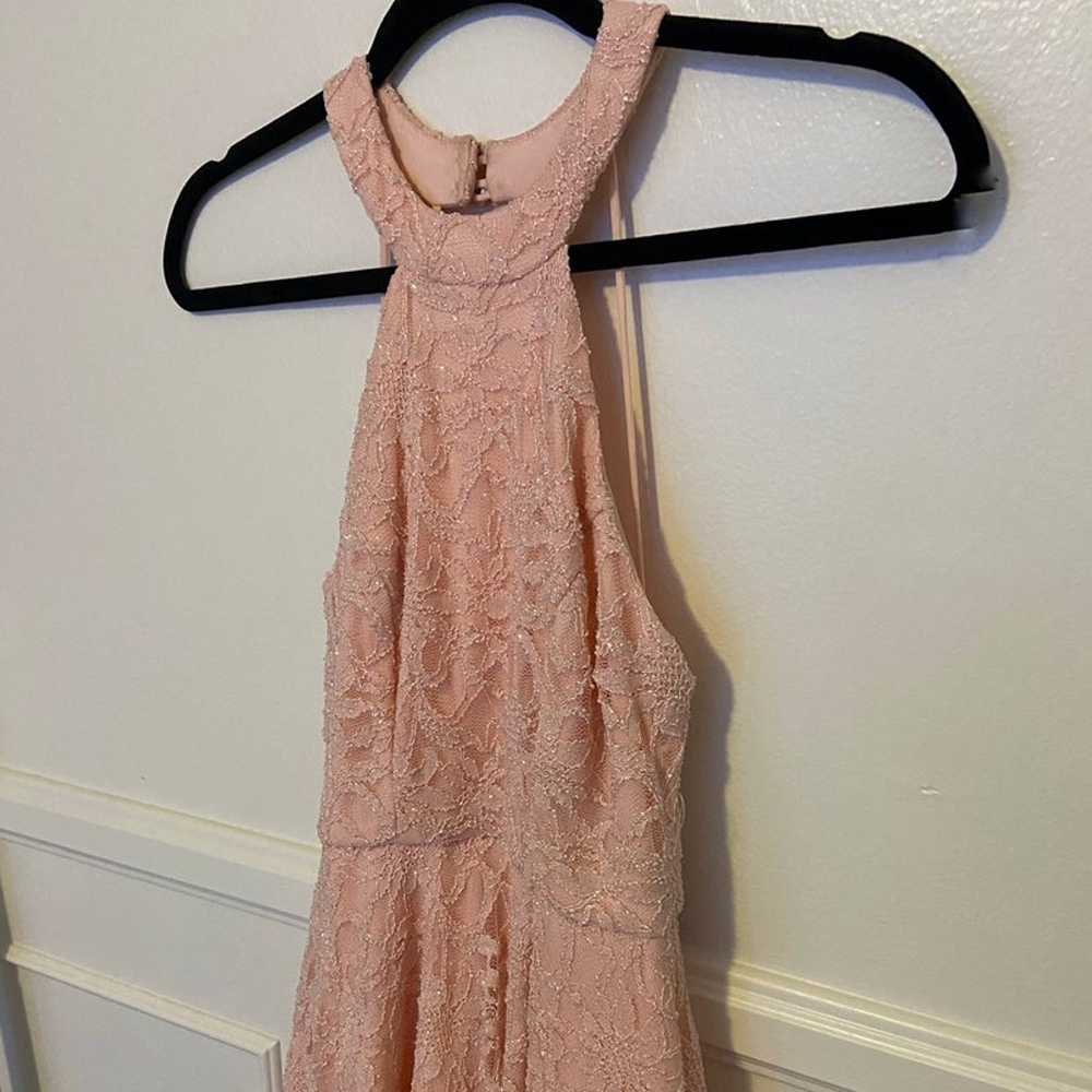 Pink sparkly high neck mini dress - image 8