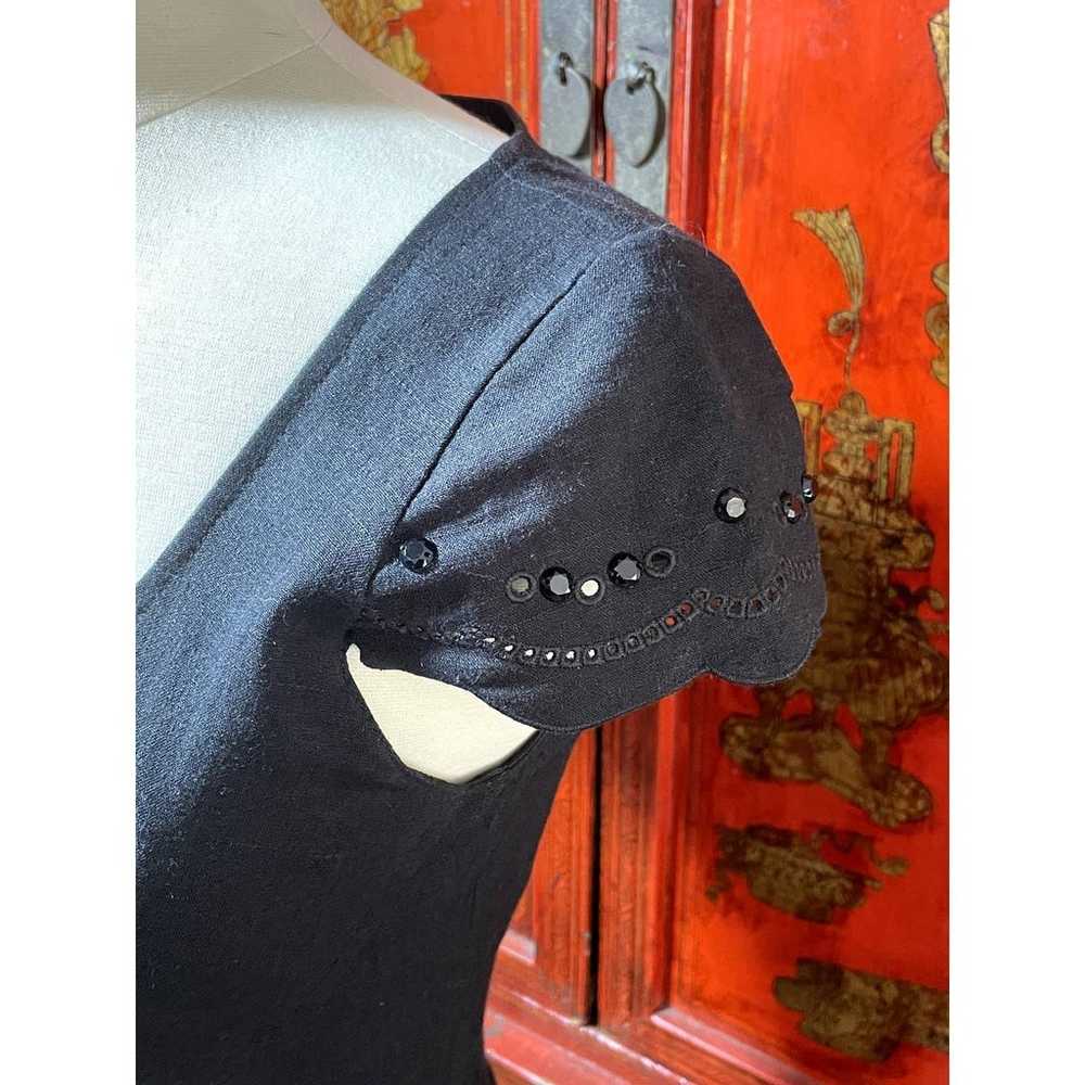 Blumarine Black Linen Cap Sleeve Sheath Dress - 4 - image 2
