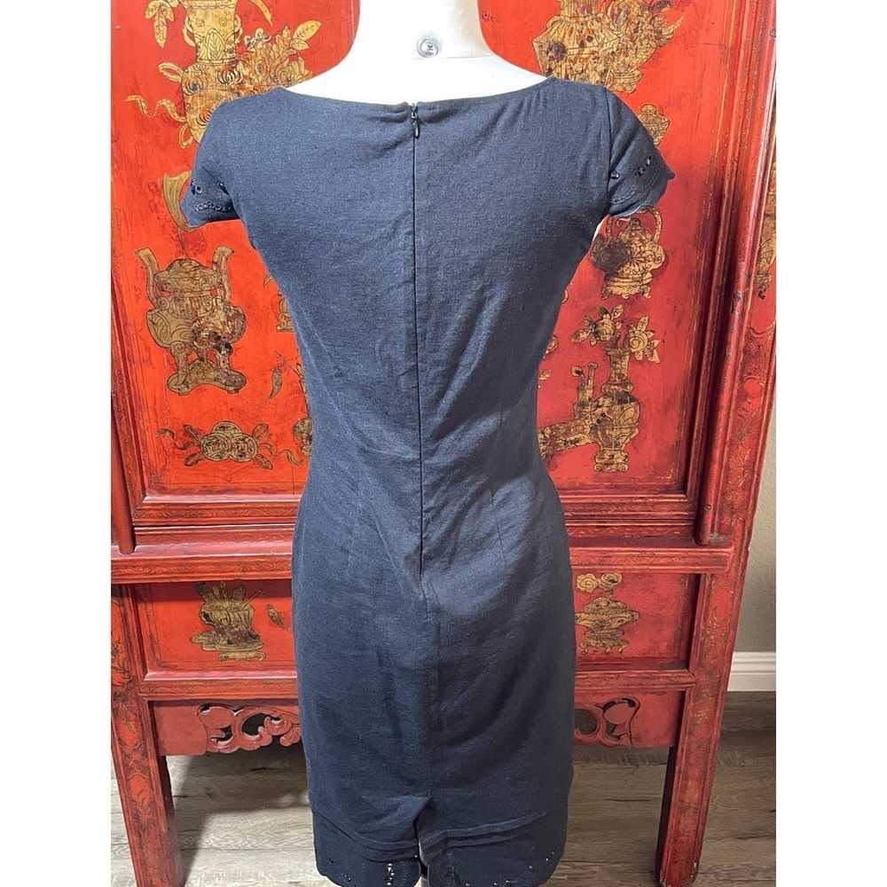 Blumarine Black Linen Cap Sleeve Sheath Dress - 4 - image 5