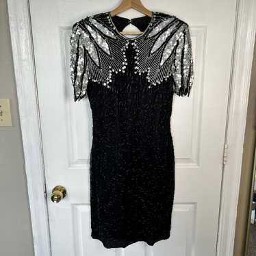 Vintage 80s Scala Sequin Hand Made Dress