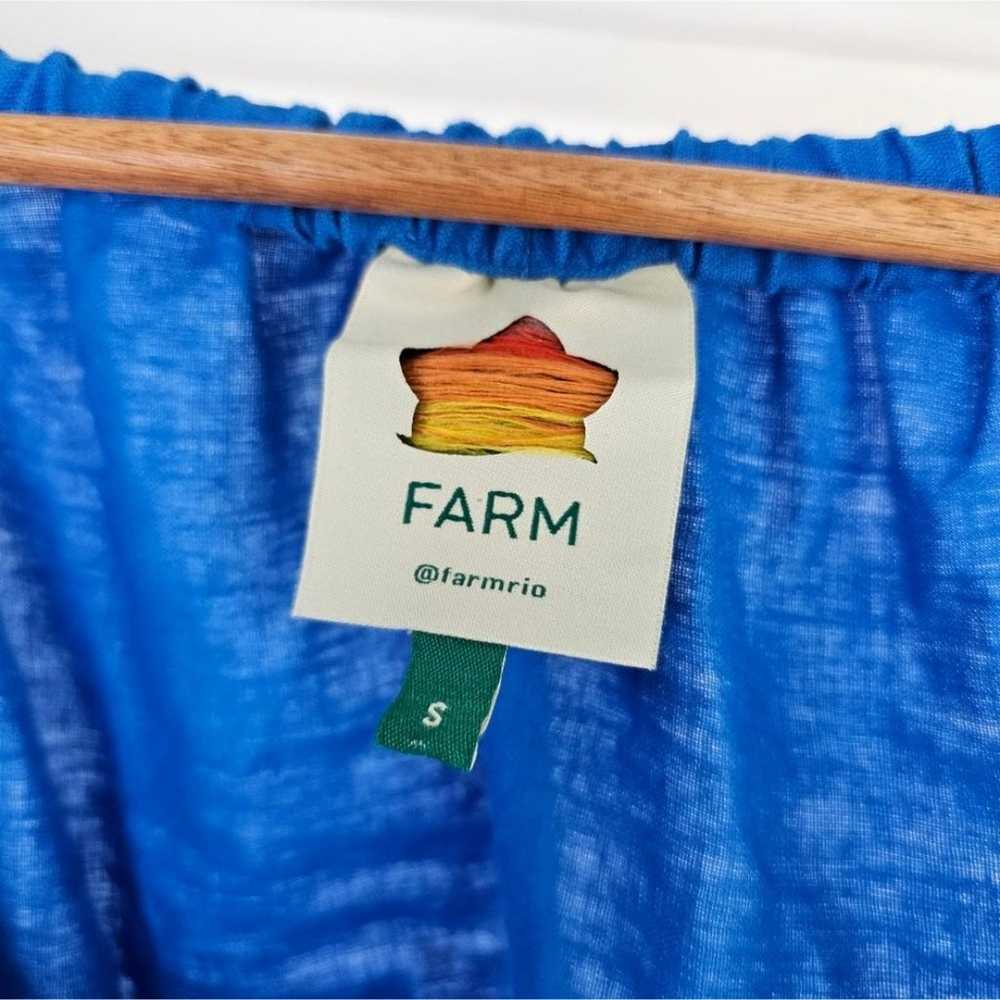 Farm Rio Knotted Linen Blue Midi Dress Size Small - image 6