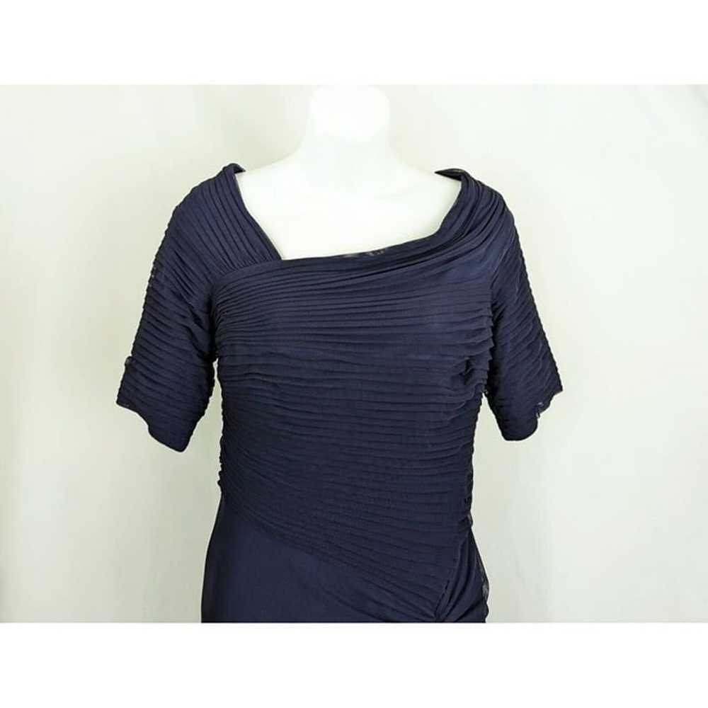 Tadashi Shoji Dress Navy Blue Asymmetric Ruched M… - image 2