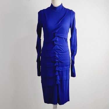 Nicole Miller Deep Blue Knit Ruched Dress Size: S - image 1