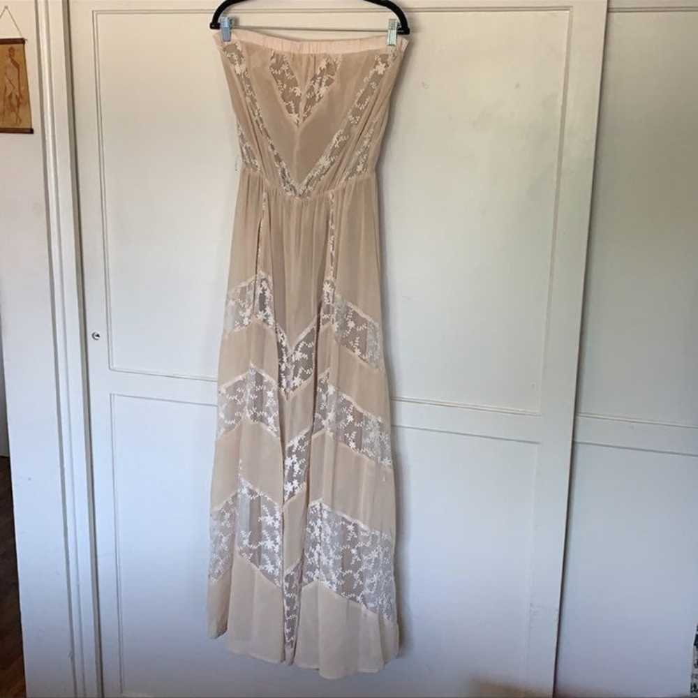 Vintage maxi lace embroidered strapless - image 1