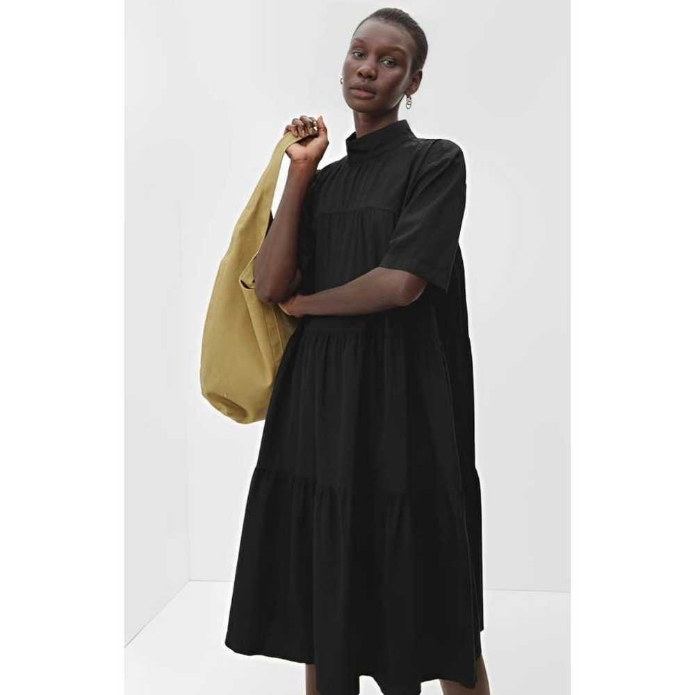 Everlane The Tiered Cotton Mockneck Dress Black L… - image 1
