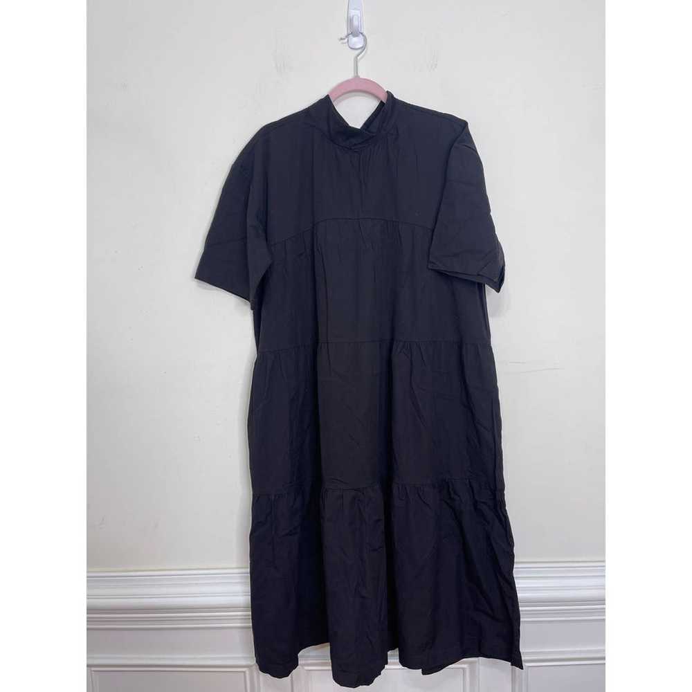 Everlane The Tiered Cotton Mockneck Dress Black L… - image 2