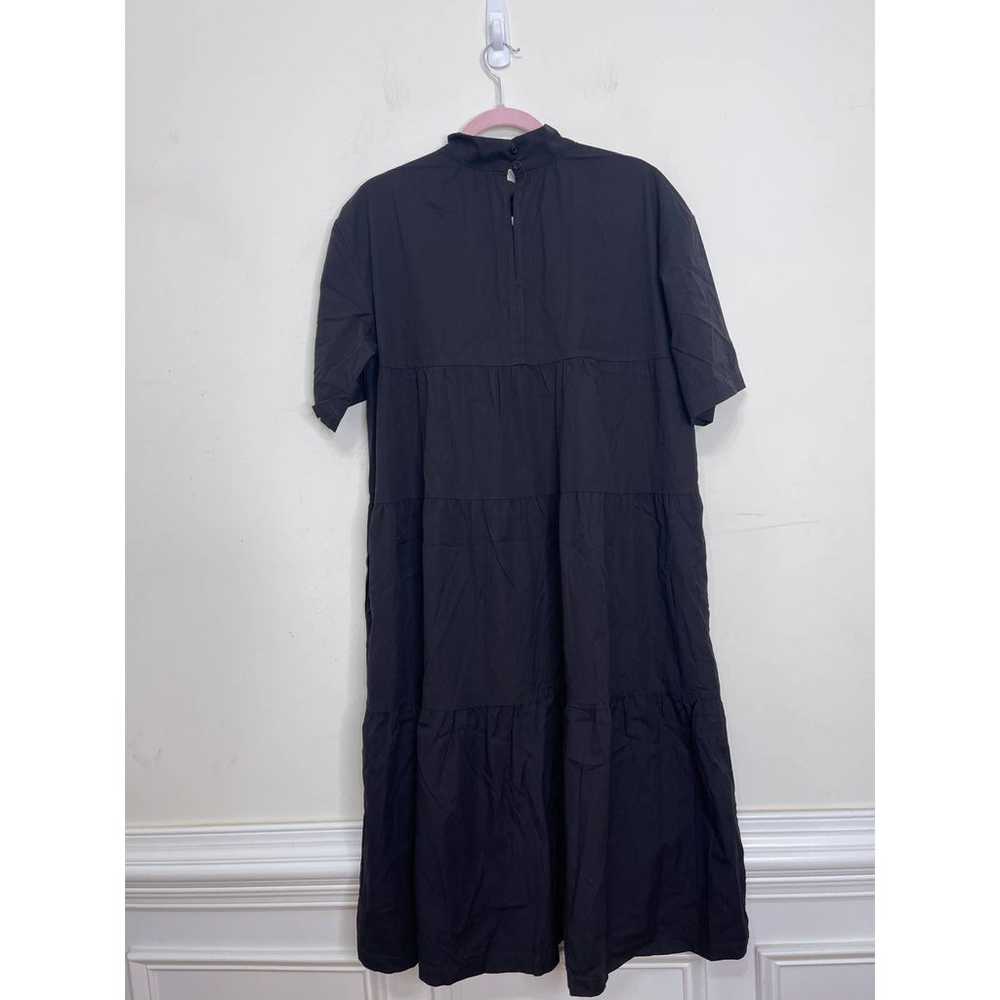 Everlane The Tiered Cotton Mockneck Dress Black L… - image 3