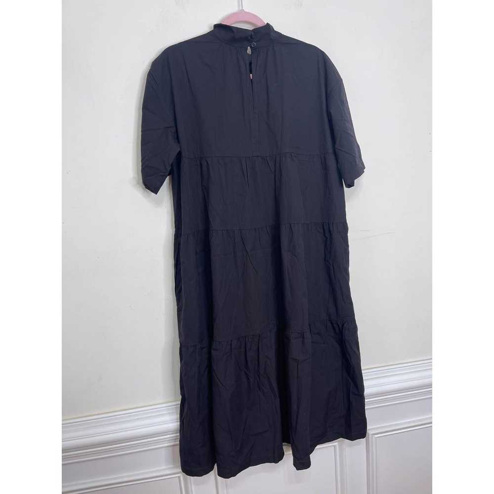 Everlane The Tiered Cotton Mockneck Dress Black L… - image 5