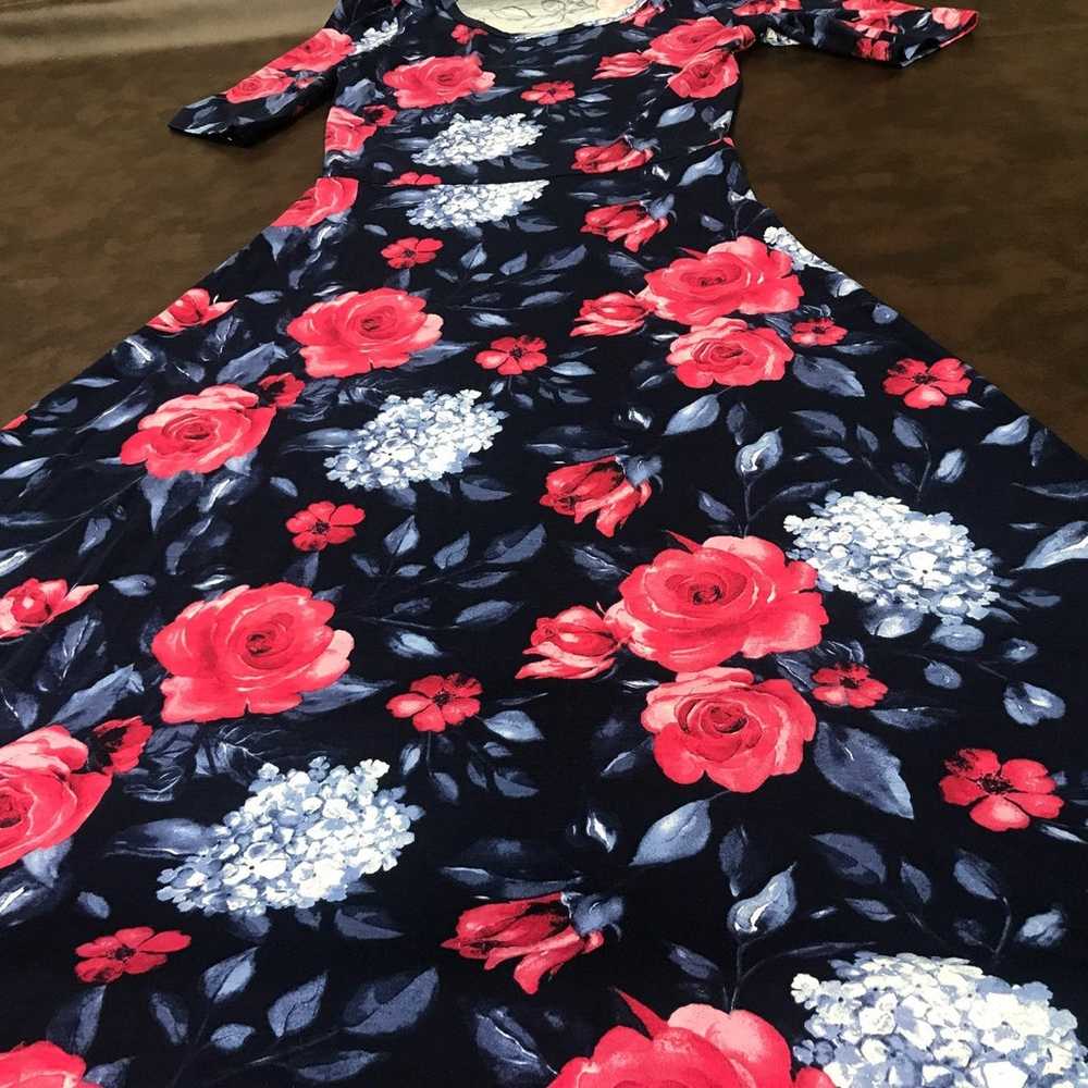 Blue Pink Blush Roses Maxi Lularoe Dress Large 12… - image 12