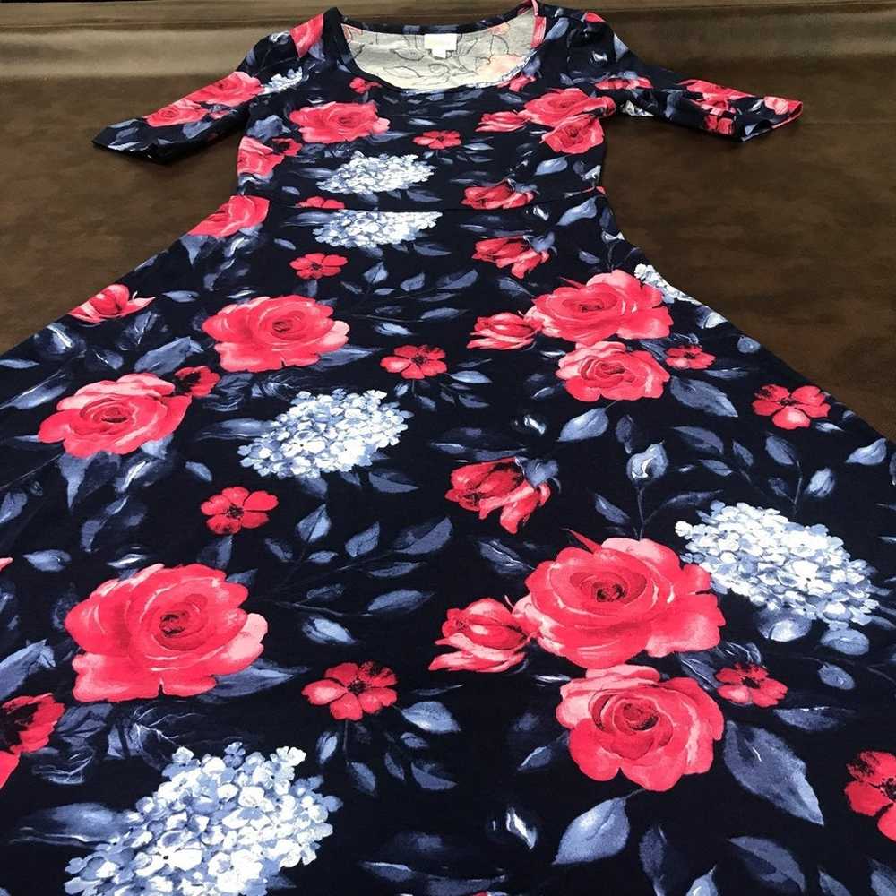 Blue Pink Blush Roses Maxi Lularoe Dress Large 12… - image 1