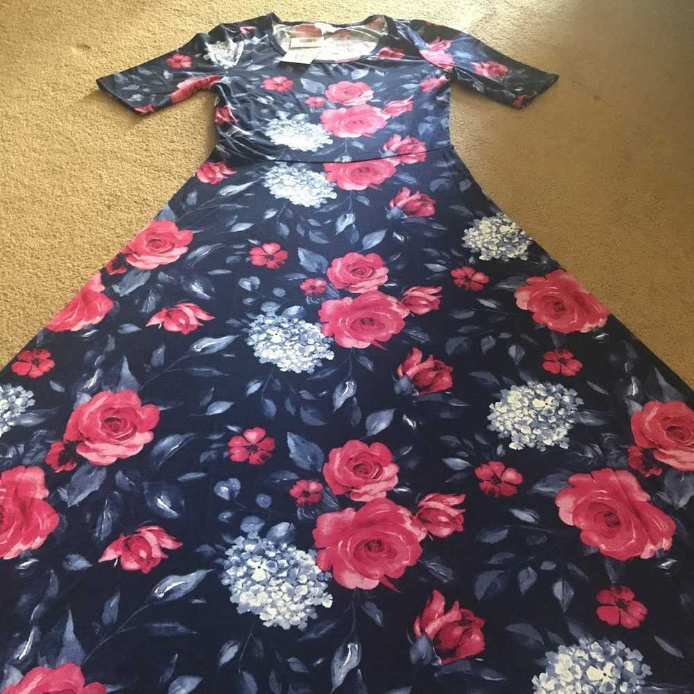 Blue Pink Blush Roses Maxi Lularoe Dress Large 12… - image 2