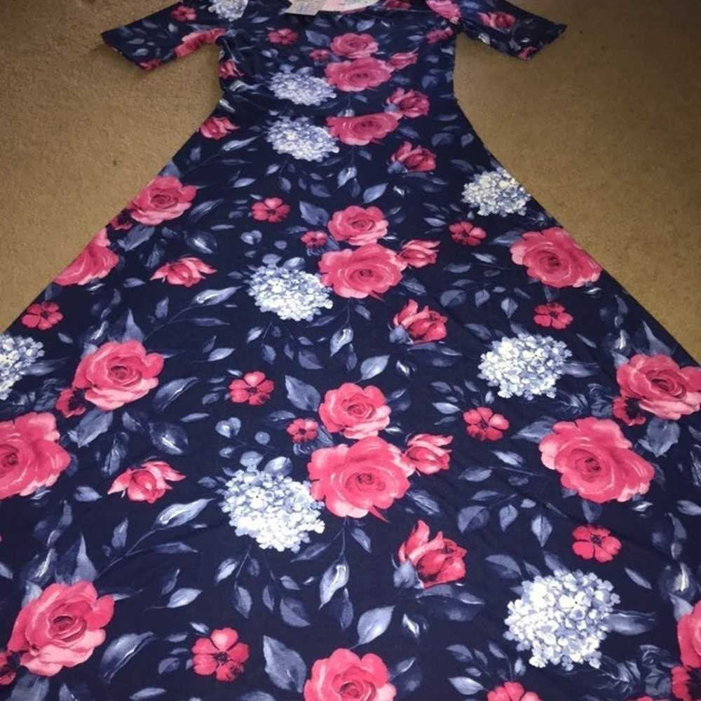 Blue Pink Blush Roses Maxi Lularoe Dress Large 12… - image 4