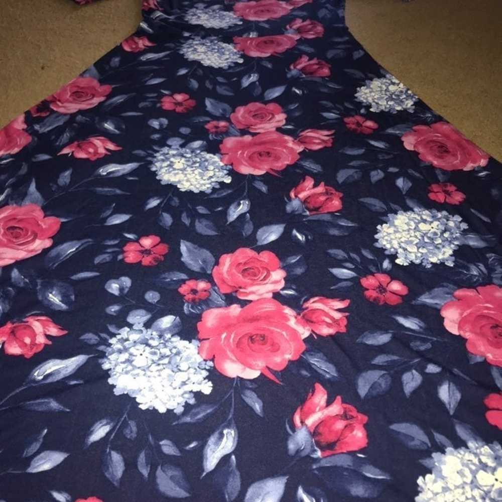 Blue Pink Blush Roses Maxi Lularoe Dress Large 12… - image 8