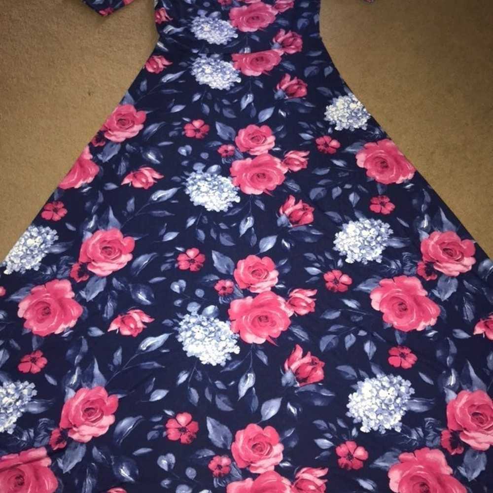 Blue Pink Blush Roses Maxi Lularoe Dress Large 12… - image 9