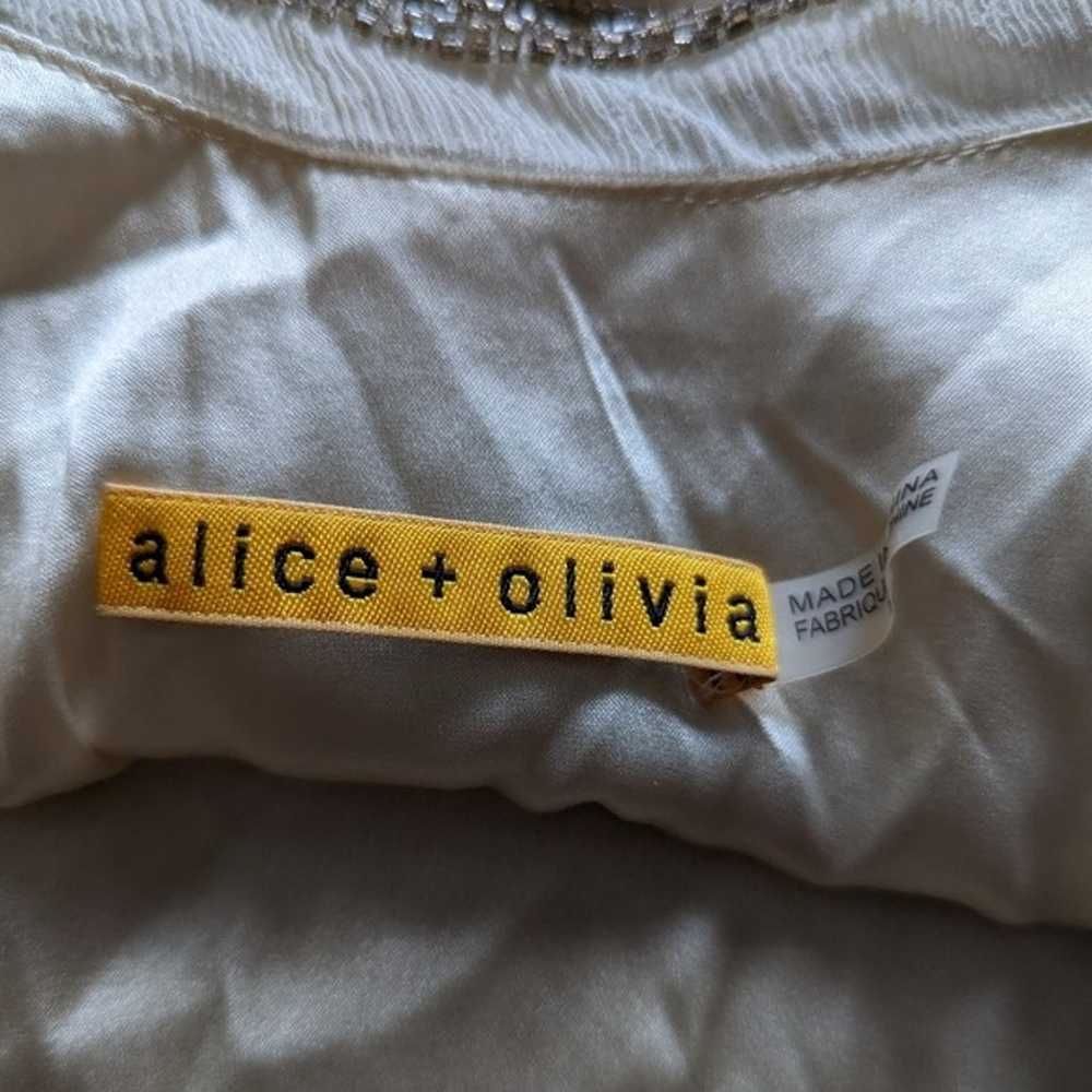 Alice + Olivia Silk Beaded Drop Back Dress in Cre… - image 8