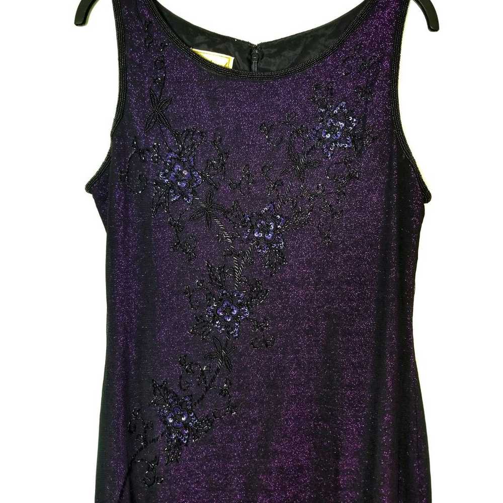 Vintage Purple Black Beaded a-line gown - image 2