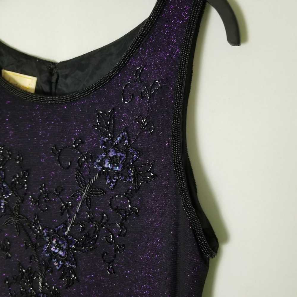 Vintage Purple Black Beaded a-line gown - image 3