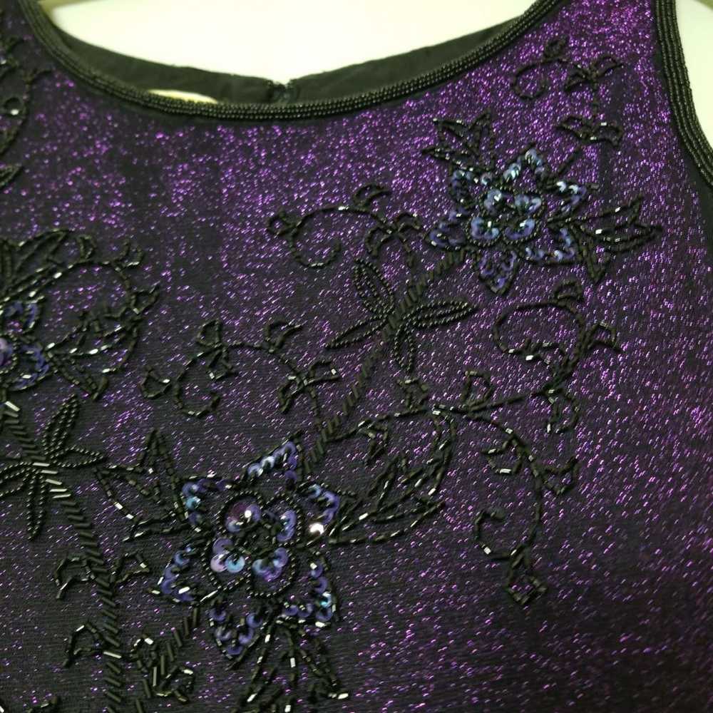 Vintage Purple Black Beaded a-line gown - image 5